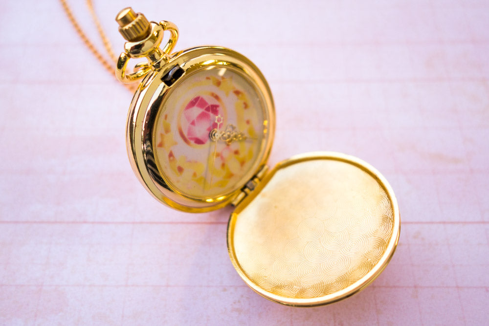 Image of Sailor Moon Brooch Pocket Watch - Pink