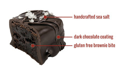Nettie's Craft Brownies Gluten Free Brownie Bite handcrafted sea salt dark chocolate gluten free brownie bite size dipped in chocolate.