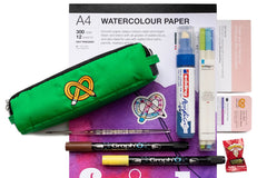 In every ArtSnacks quarterly box, you’ll receive 4-6 full-size, premium art supplies (a mix of individual products and full sets).