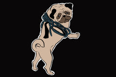 Vinny the Pug at the base of world famous Mt. Camelback.  This graphic representations is of an  actual photo of Vinny in Phoenix, Arizona. 