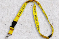 Eat Sleep Softball Lanyard with removable alligator clip connector, safety break away, and double sided printing