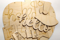 DIY Crafter Kit includes all supplies to create happy and cheerful home decor. This is the Fall DIY Kit. It is shown unpainted.