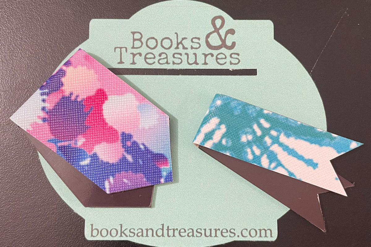 Image of Magnetic Faux Leather Bookmarks in Tie-dye Print