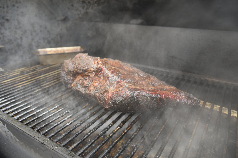 July box, Texas Brisket from My BBQ Box.  Includes custom rub, cooking instructions, wood chips or pellets, and a BBQ accessory.