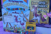 Unicorn Lovers Book Set by Unicorn Jazz, With Unicorn Playtime Puppets, Coloring pages, Unicorn Headband, Curriculum and More!