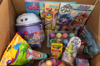 Month of April Girl Box Example. Variety of popular toys and fun things to do to enliven the imagination!