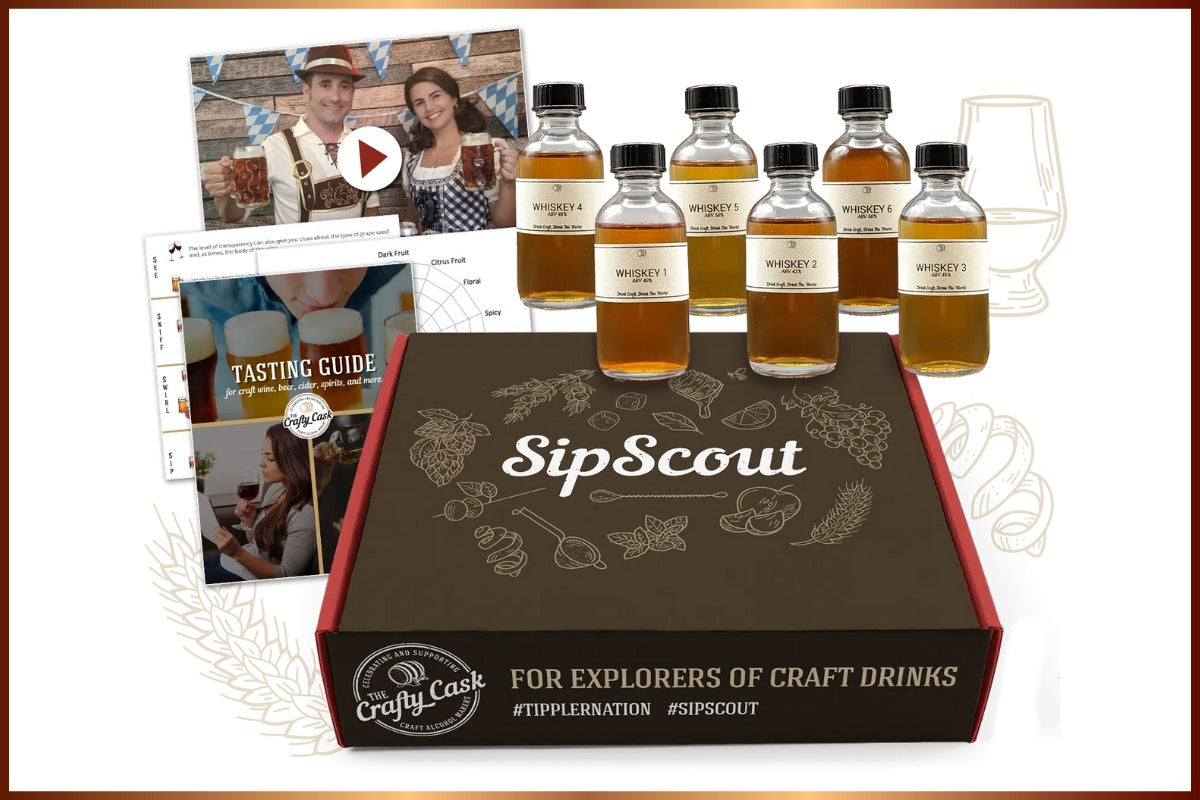 SipScout Craft Whiskey Exploration Kit with example digital materials. Features 6 styles from 6 different makers in 6 different regions.