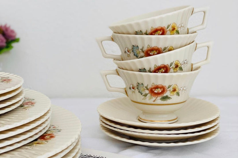 Vintage Teacup Club Trio - Teacup, Saucer & Cake Plate