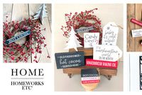 November 2023 Tiered Tray DIY Box.  Subscription Box theme is Nostalic Hot Cocoa Christmas by Homeworks Etc
