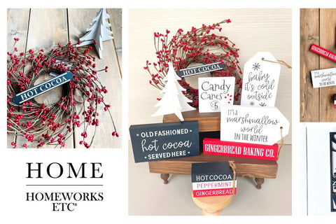 November 2023 Tiered Tray DIY Box.  Subscription Box theme is Nostalic Hot Cocoa Christmas by Homeworks Etc