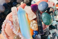 Crystal Confetti Scoop Mystery Stone Bag Lucky Gemstone Witchy Crystals Scoops Tumble Stones Tourmaline Agate Amethyst Clear Crystal Lapis