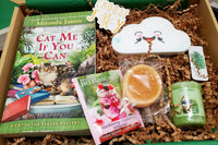 Spring Box 2023 (Chapter Book Age Group) - Included monthly book, rainbow bathbombs, fruit tarts, magnetic bookmark, and more.