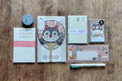 Packs by Misty Co. stationery subscription bundles with writing paper, highlighter, letter sets, memo pad, and message card pack.
