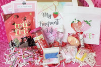 April 2022 My Fragrant Life Deluxe Box strawberry themed box featuring Strawberry Shortcake fragrance