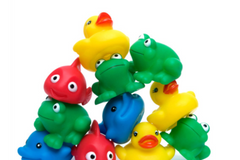 The kids bath time box includes a bath toy a soap and a bath bomb. It is so much fun to play in the tub with toys and soap 