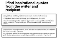 I include inspirational quotes from the writers and recipients. I try to find quotes related to the letter contents, but not always!