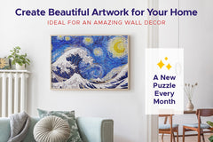 Create beautiful art from your puzzle. Framed jigsaw puzzle hanging on wall