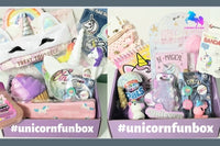 Unicorn Fun Box monthly subscription. Check out our June and July 2021 box that were filled with fun and exciting gifts for kids and teens.