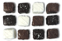 Nettie's Craft Brownies Gluten Free Brownie Bite milk dark white chocolate gluten free brownie bite size aerial view