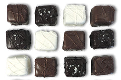 Nettie's Craft Brownies Gluten Free Brownie Bite milk dark white chocolate gluten free brownie bite size aerial view