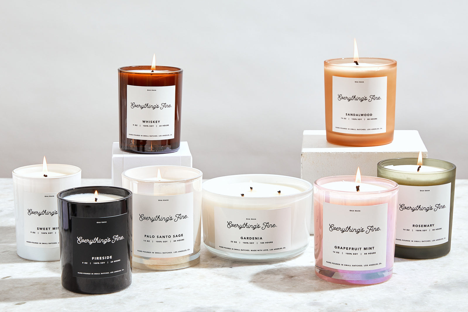 Premium candles hand-poured in small batches with 100% soy wax, fine fragrances and essential oils. Made with love. Non-toxic, clean, vegan.