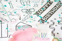 Seasonal kids coloring tablecloths; fun, themed designs delivered monthly for creative playtime all year long. Made in the USA