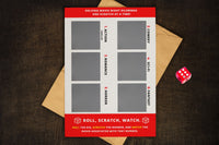  If you are stuck not knowing what to watch, try our roll and scratch movie card suggestions. A die is included. 