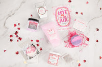 Love is in the Air Bath Bevy Subscription box with bath bombs, whipped soap scrub, bubble rubble, bath tea and epsom salt