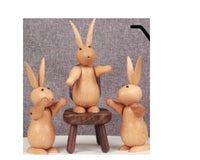 Cute Rabbit Green  Decorative Wood Carving Decor