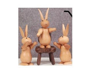 Cute Rabbit Green  Decorative Wood Carving Decor