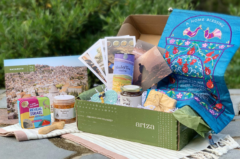 An Artza subscription box filled with artisanal food, crafts, and content from across the Holy Land.