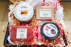 Self Care Box- 8oz candle, wax melts, soap + soap bag, dead sea salt body scrub