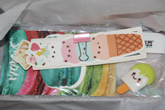 Assorted panda-themed stationery items from the Paper Overhaul subscription box, featuring notepads, stickers, and pens