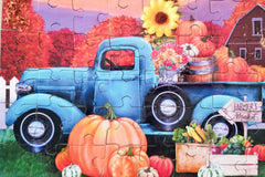 The fall/autumn magnetic sensory jigsaw puzzles features sensory pieces with crushed leaves, pumpkin, sunflower and carrots.