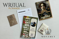 Writual Monthly Workbook, Hermit Greeting Card, Virgo Flower Zodiac Sticker Card Set, Amazonite Crystal Wish Bracelet
