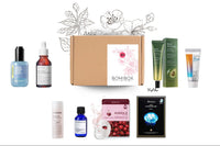 BomiBox Korean Beauty Box featuring a variety of skincare products and masks in a monthly subscription box