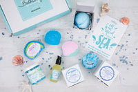All you need is vitamin sea Bath Bevy Subscription box with bath bombs, bath and body oil, bath salts and bubble bar