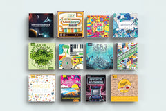 a top down view of a variety of date night box themes by crated with love, a date night subscription for couples