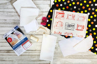 This member box included a pre-cut sewing project kit to make a pair of reusable produce bags. Also, thread, extra fabric, pins, and more.