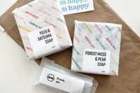 Am Happy Soap subscription box. Handmade soaps that smell happy and made with real ingredients. Choose one two or three bars a month!