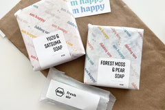 Am Happy Soap subscription box. Handmade soaps that smell happy and made with real ingredients. Choose one two or three bars a month!