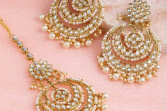 Zinc Gold-plated Jewel Set  (Gold, White)