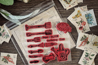 Gardening themed stationery box- vintage box DM36EOYR23H
different kinds of stamps, washi, pattern paper, and stickers that you can use in y