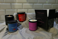 An example of our scented candles that come in our Friends subscription box featuring "Friends" quotes. Fragrances and quotes will vary.