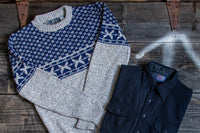 We strive to ship forgotten makers alongside legendary brands. Here a Clipper sweater with a Pendleton wool shirt.
