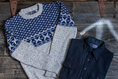 We strive to ship forgotten makers alongside legendary brands. Here a Clipper sweater with a Pendleton wool shirt.