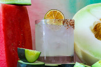 Image of the El Pepino Margarita with blanco tequila, lime Juice, cucumber syrup, agave syrup and a pinch celery salt