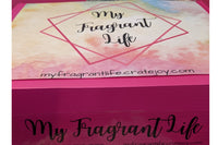 My Fragrant Life Deluxe Box is carefully and thoughtfully packaged in a vibrant and distinct pink box 