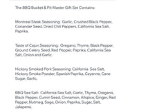 Description of each Ingredient: BBQ Bucket& Pit