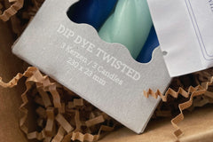 Dip Dye Twisted candles from the December 2023 box, featuring Masters of Atlantis by Charles Portis.